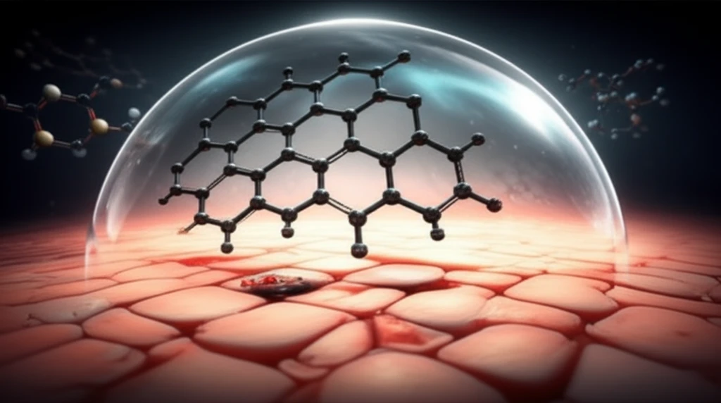Illustration of benzo[a]pyrene absorption into skin, with protective barrier.