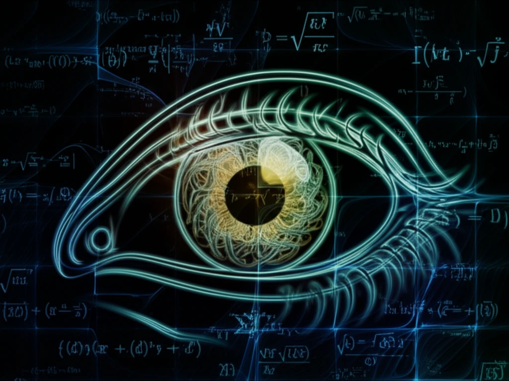 Illustration of corneal cross-linking process with UV light and mathematical formulas.