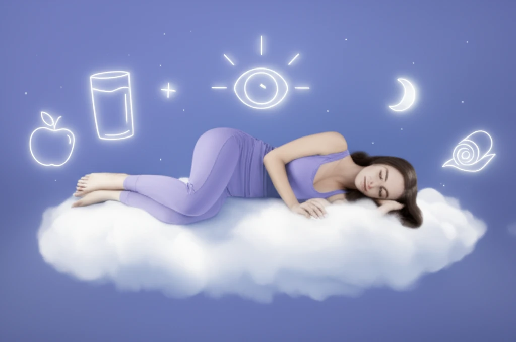 Person sleeping peacefully on a cloud, symbolizing restful sleep and healthy habits.