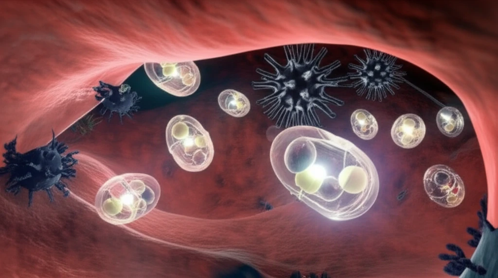 Nanocapsules delivering medication within the human body to fight viruses.