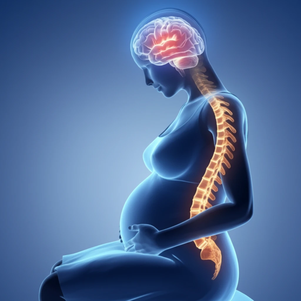 Surreal illustration of pregnancy and brain health.