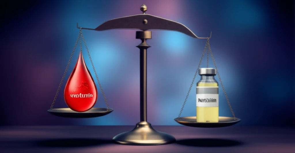 Surreal image of a balance scale representing the drug interaction between warfarin and nafcillin.