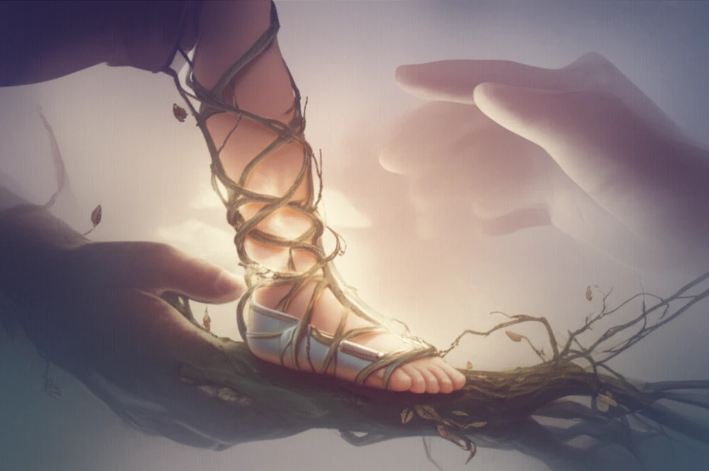 Illustration of a child's foot in a supportive brace, symbolizing clubfoot treatment.