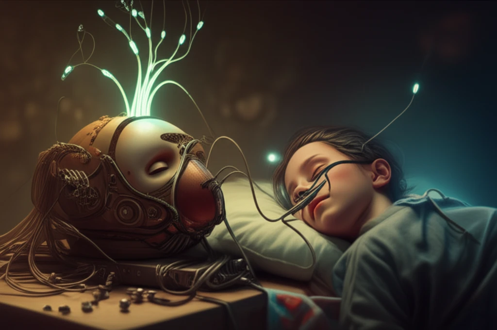Surreal image depicting the connection between sleep apnea and optic nerve health.