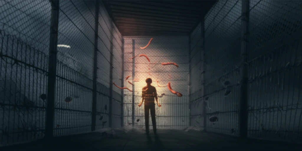 Symbolic illustration of health risks in detention centers.