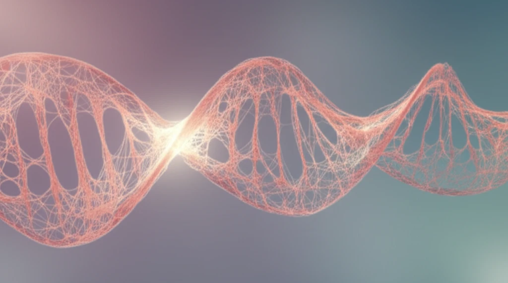 DNA strand and blood clot illustrating a fibrinogen mutation.