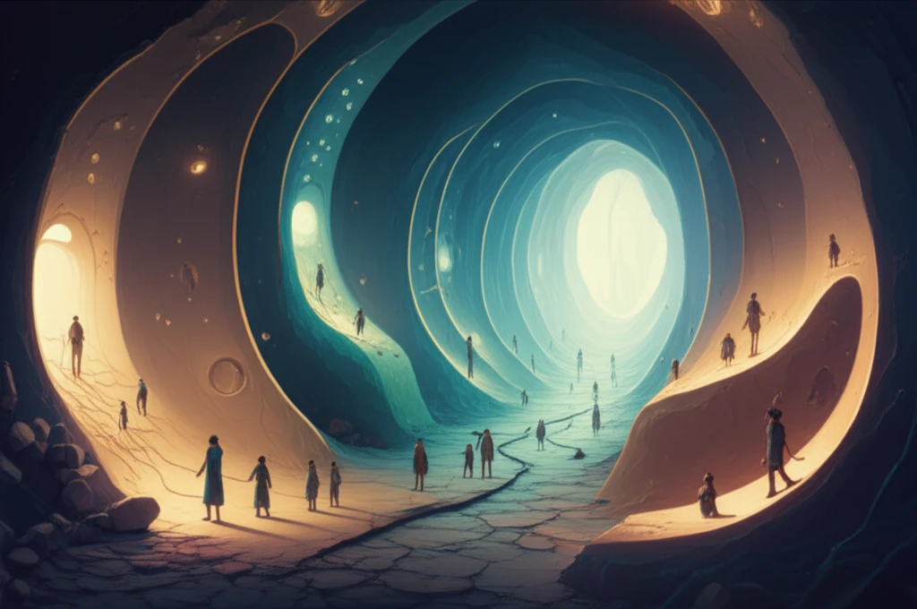 Digital illustration of carpal tunnel maze with tiny figures representing patients navigating treatment options.