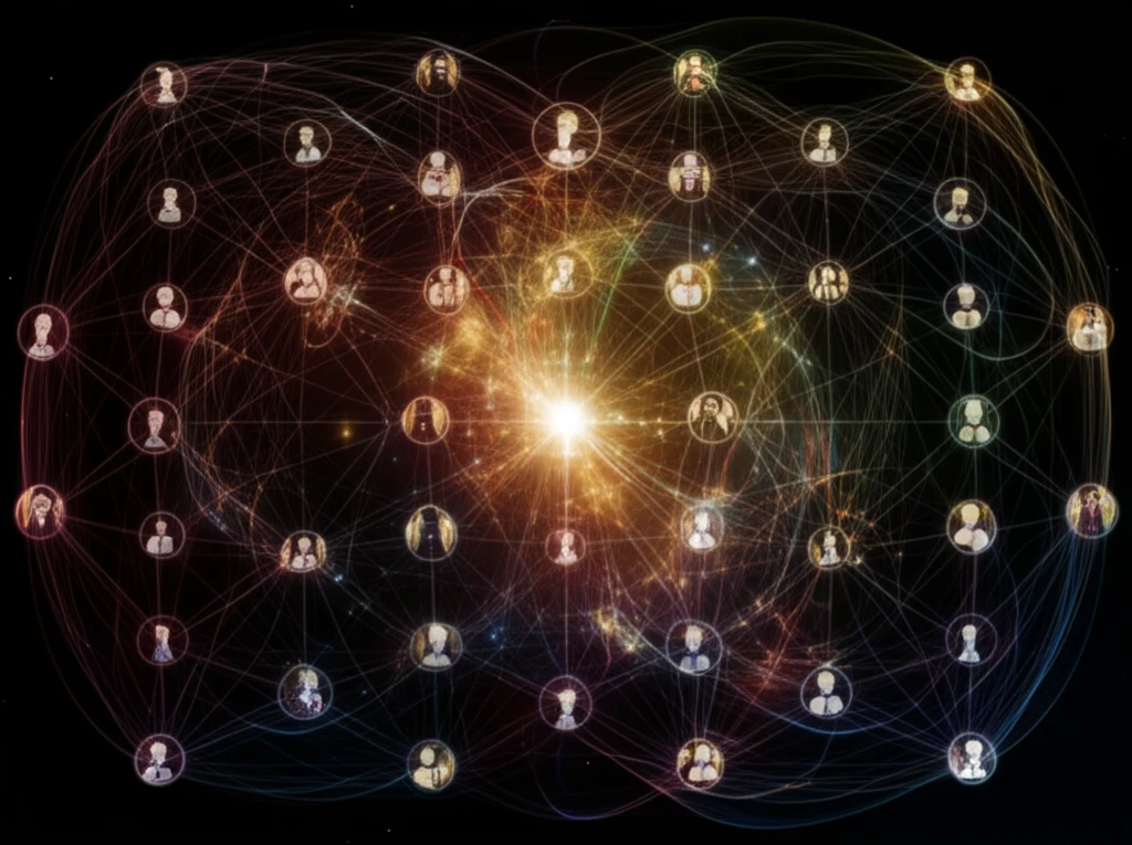 Interconnected network of knowledge exchange.