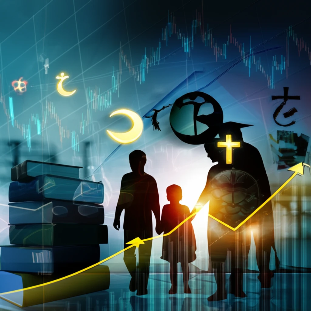 Surreal illustration symbolizing the integration of socioeconomic factors in microfinance.