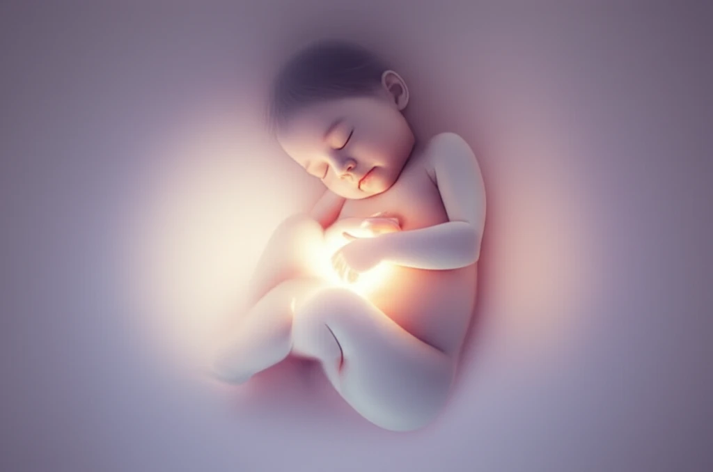 Child with gentle light around abdomen, representing relief from stomach pain.