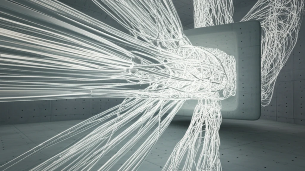 Glass fibers reinforcing a concrete beam.