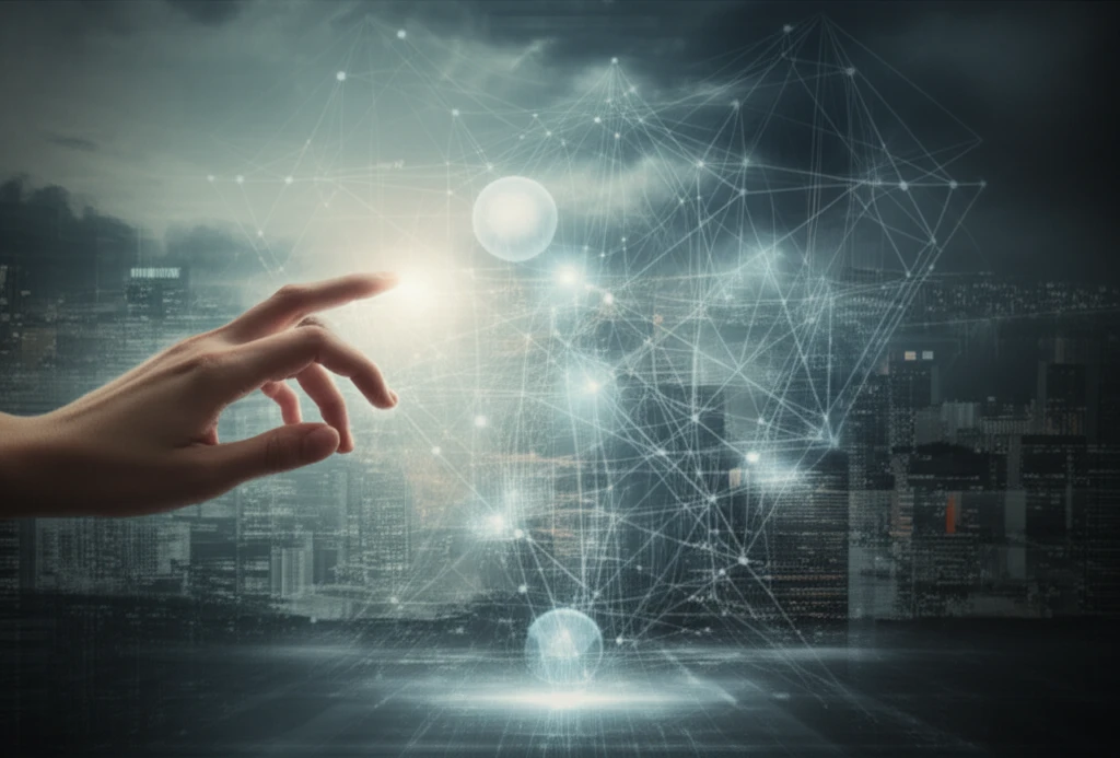 A digital illustration showing a human hand interacting with glowing Pacinian corpuscles, symbolizing the connection between biology and future technology.