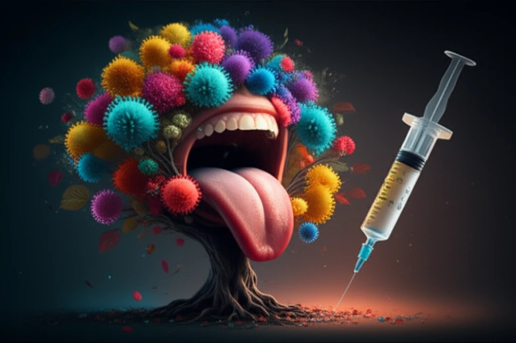 HPV viruses on a tongue.