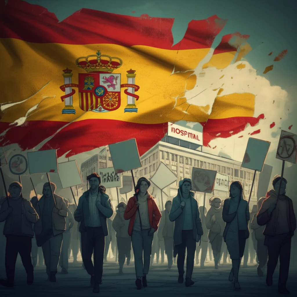Citizens marching to protect Spanish healthcare system.