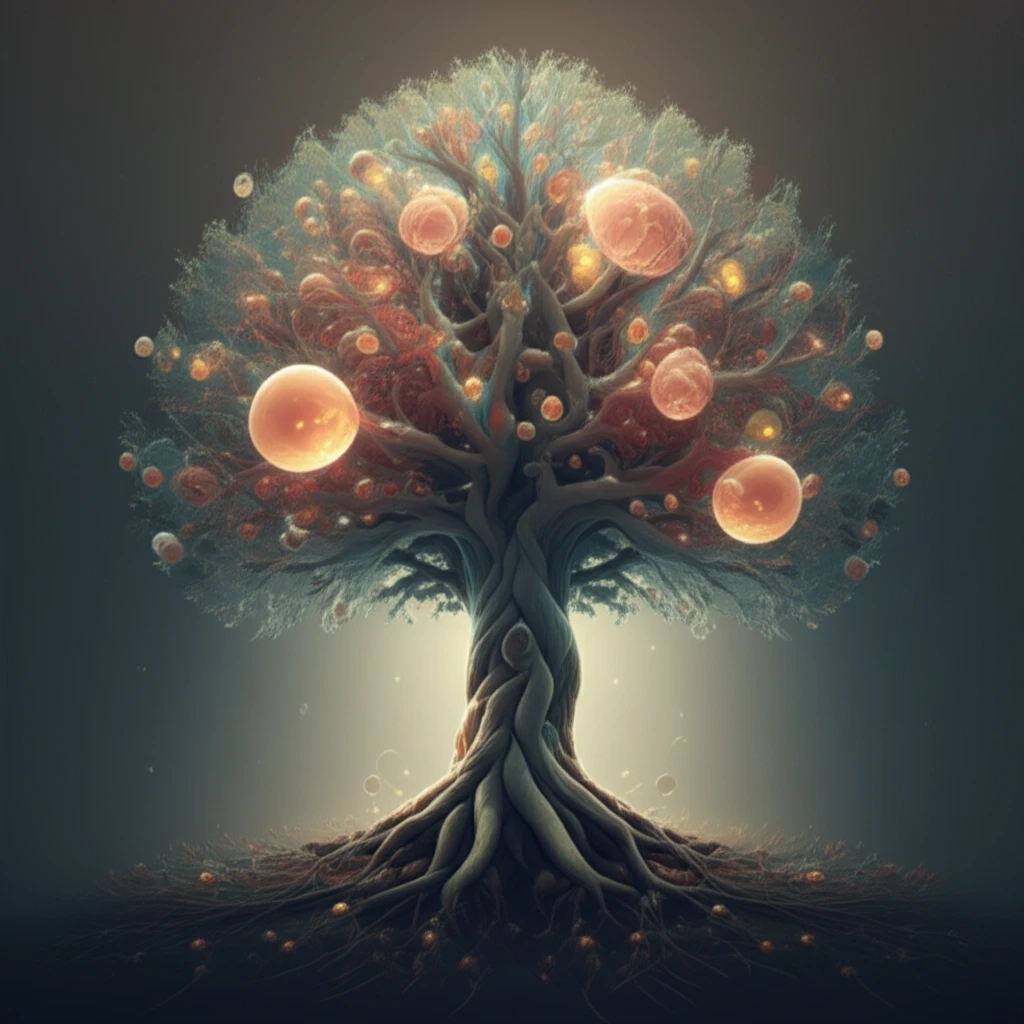 Radiant tree growing from a human lung, symbolizing hope and healing in lung cancer treatment.