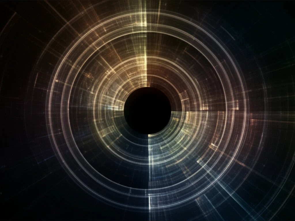 Particles racing in a futuristic storage ring, blending vibrant colors and geometric patterns.