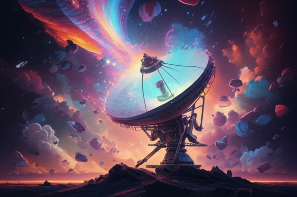 Futuristic satellite communication in near space.