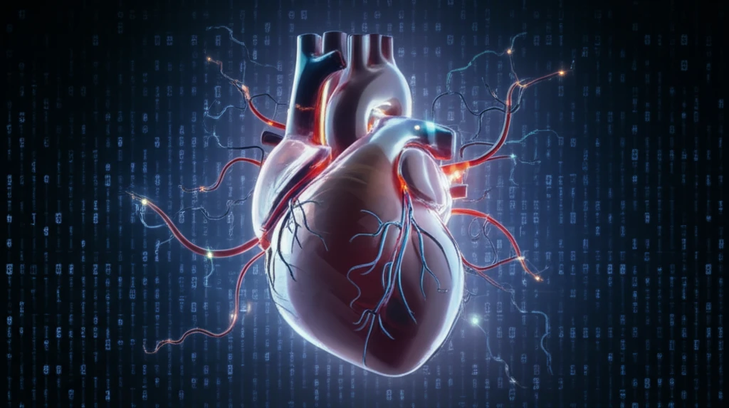 Illustration of a heart with malfunctioning signaling pathways, symbolizing type 2 diabetes impact.