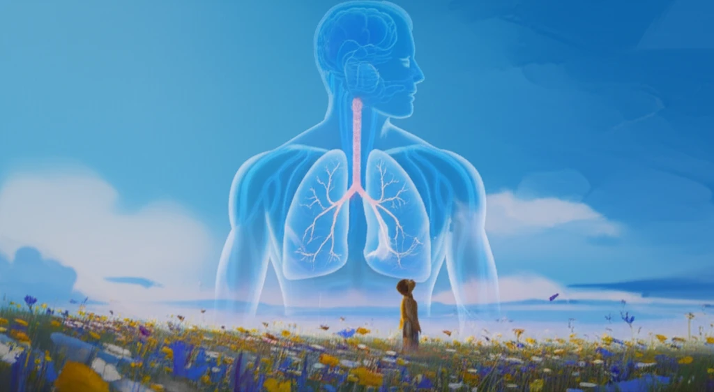 Illustration symbolizing asthma management and healthy breathing.