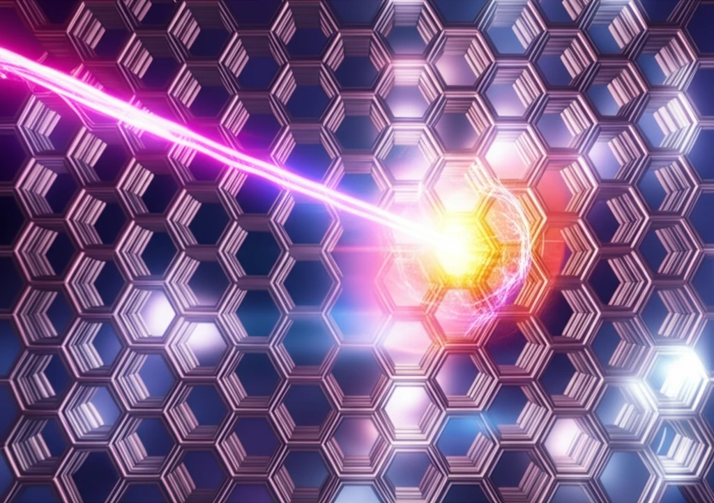 Ultra-short laser pulse transforming a material lattice.