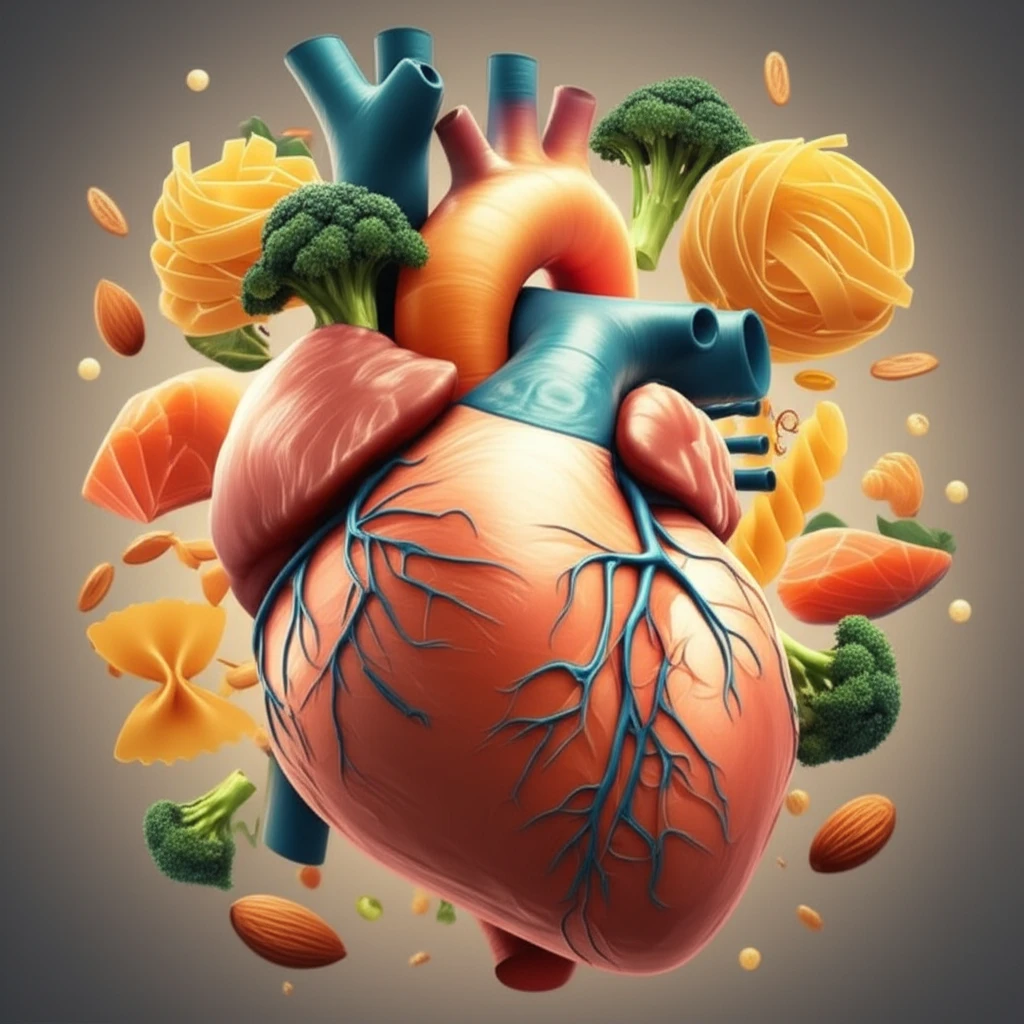 Heart intertwined with nutrients symbolizing cardiovascular health.