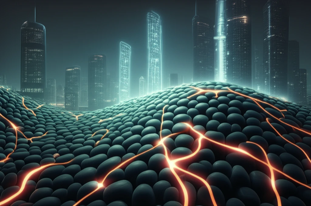 Futuristic fuel cell membrane with glowing proton pathways.