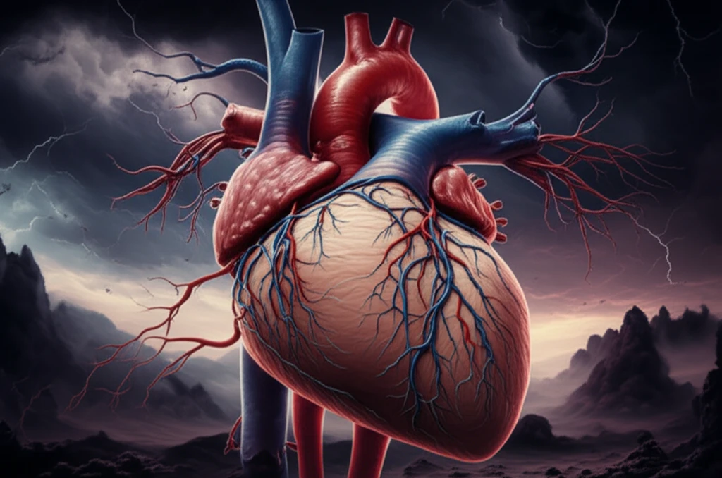 Surreal illustration symbolizing the connection between ARVC and microvascular disease.