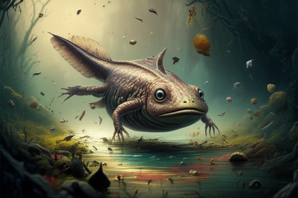 Deformed tadpole in polluted stream.