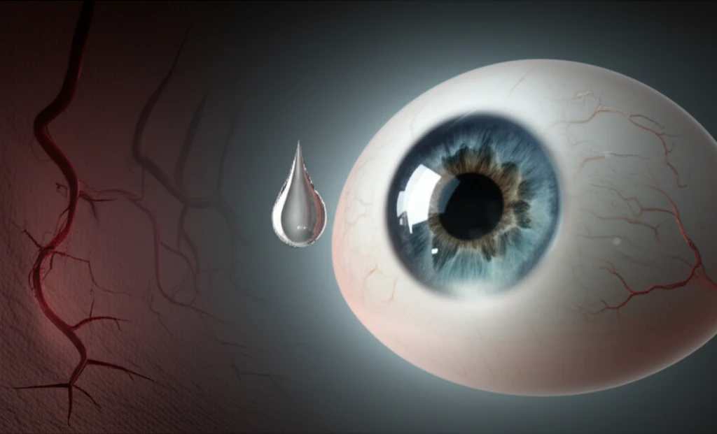 Illustration symbolizing corneal neovascularization treatment with eye drops, representing restored vision and a bright future.