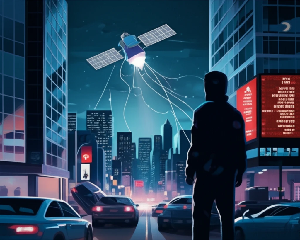 Digital illustration of GPS spoofing attack.