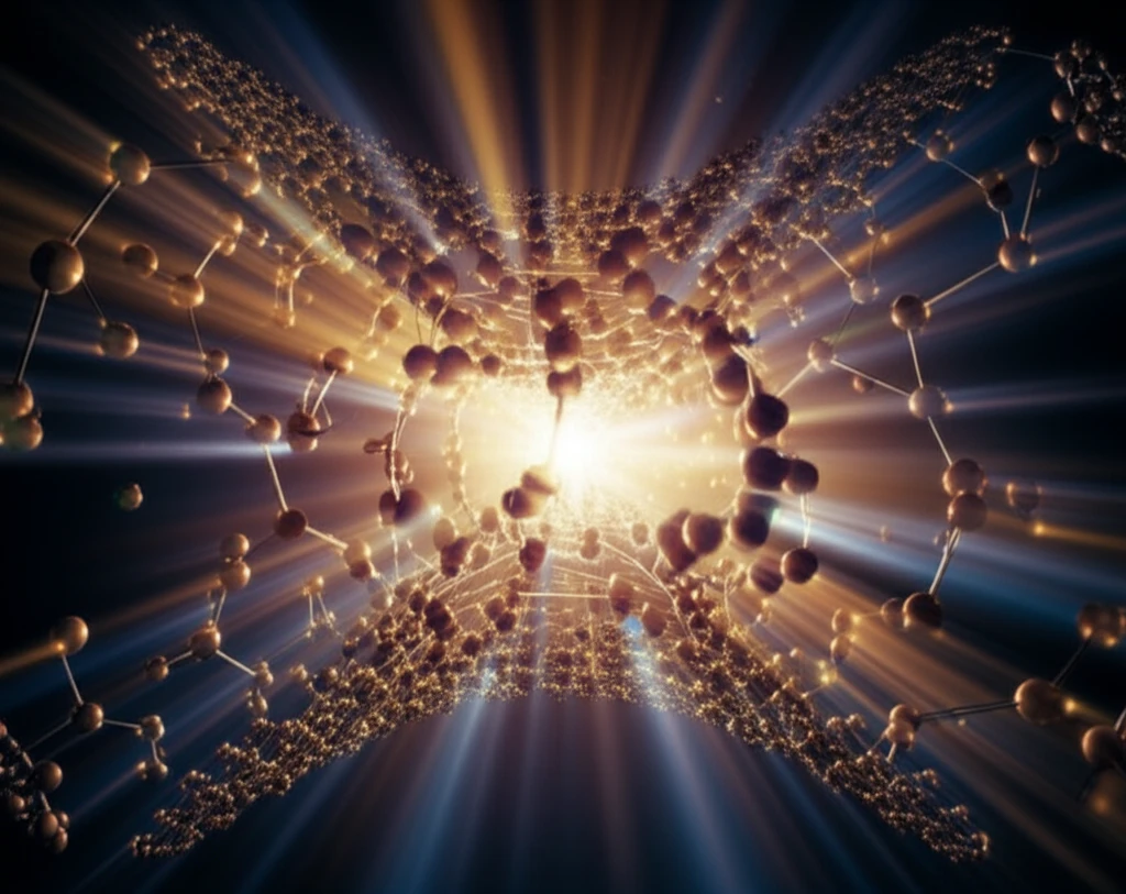 Glowing nanoparticles forming a mesoporous structure.