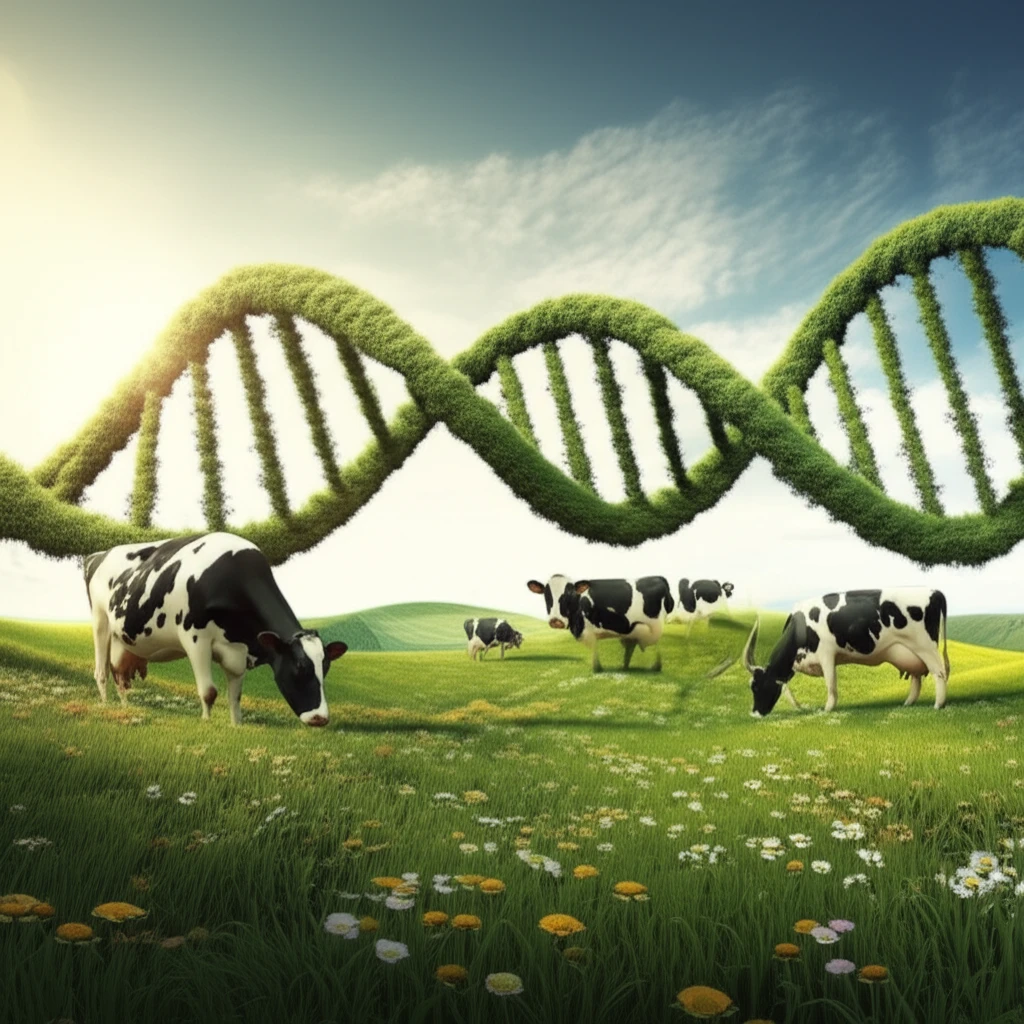 Crossbred dairy cows grazing in a vibrant, healthy pasture.