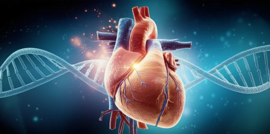 Surreal illustration of a heart protected by the IEX-1 gene.
