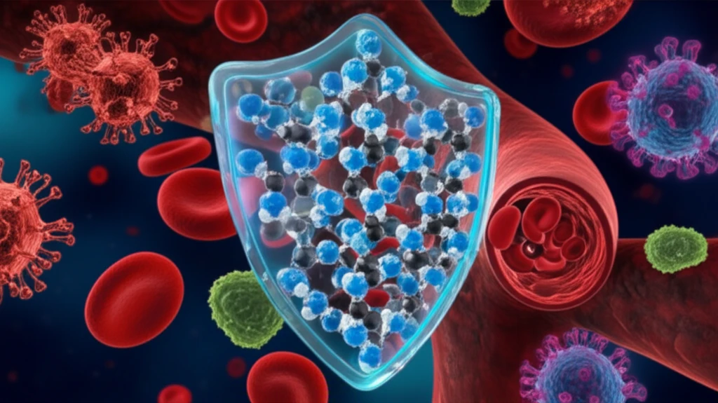 Protective shield of hydroxychloroquine molecules guarding blood vessels from infection in vasculitis.