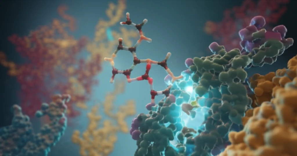 Illustration of drug-protein interaction with visible hydrogen bonds