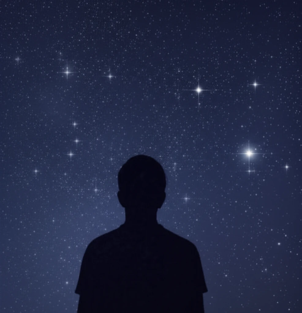 A parent silhouette gazes at a star-filled sky, symbolizing the enduring bond with a child who has passed.