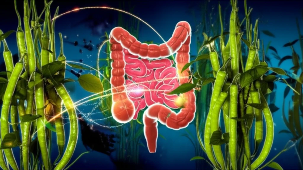 Illustration of a healthy colon protected by long pepper plants, representing piperlongumine's role in colon cancer prevention.
