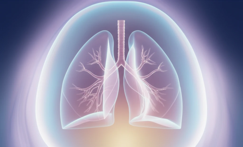 Lungs surrounded by a protective barrier, symbolizing lung protection during breathing.