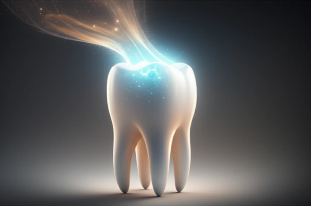 Illustration of enamel regeneration with peptide and fluoride treatment.