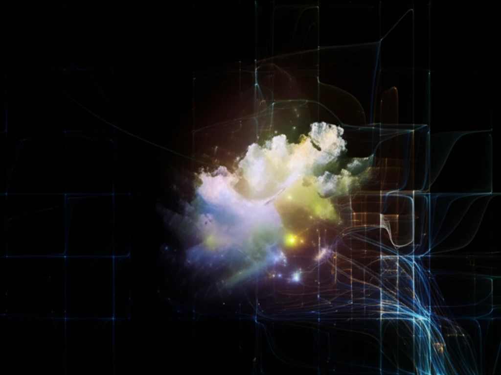 Futuristic grid computing environment with dynamic data flows, symbolizing hybrid scheduling.