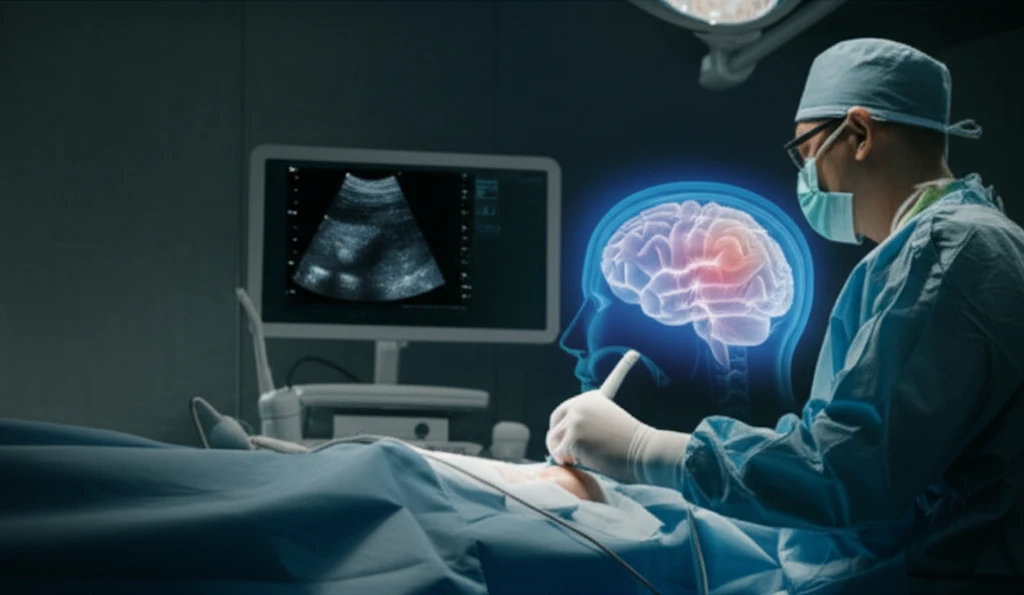 Neurosurgeon performing carotid artery puncture