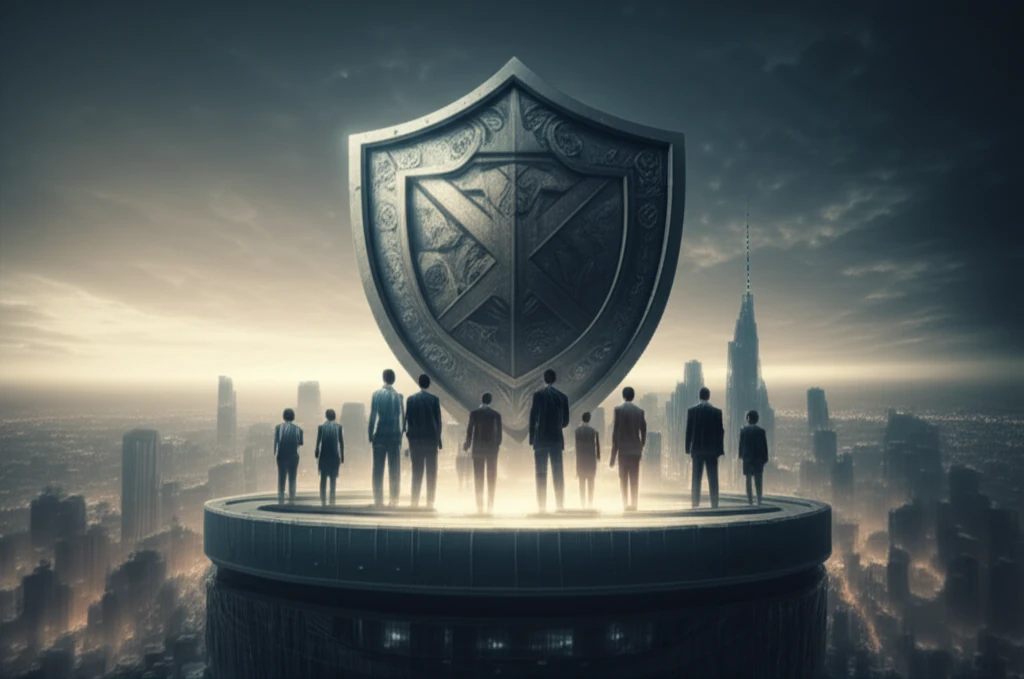 Shield protecting business executives symbolizing D&O Insurance.