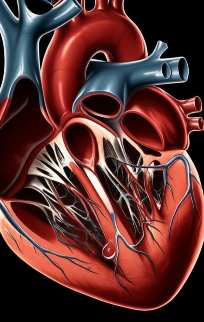 Stylized image of a translucent heart, symbolizing TAVI and blood transfusions.