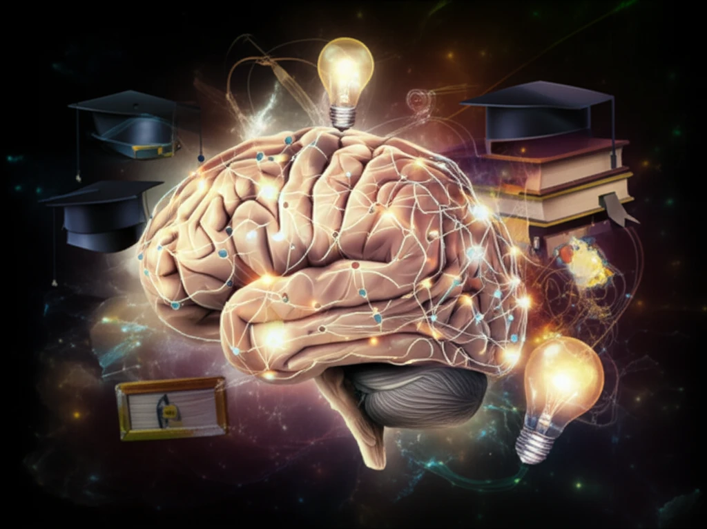 A brain with glowing connections symbolizing neuroplasticity and learning.