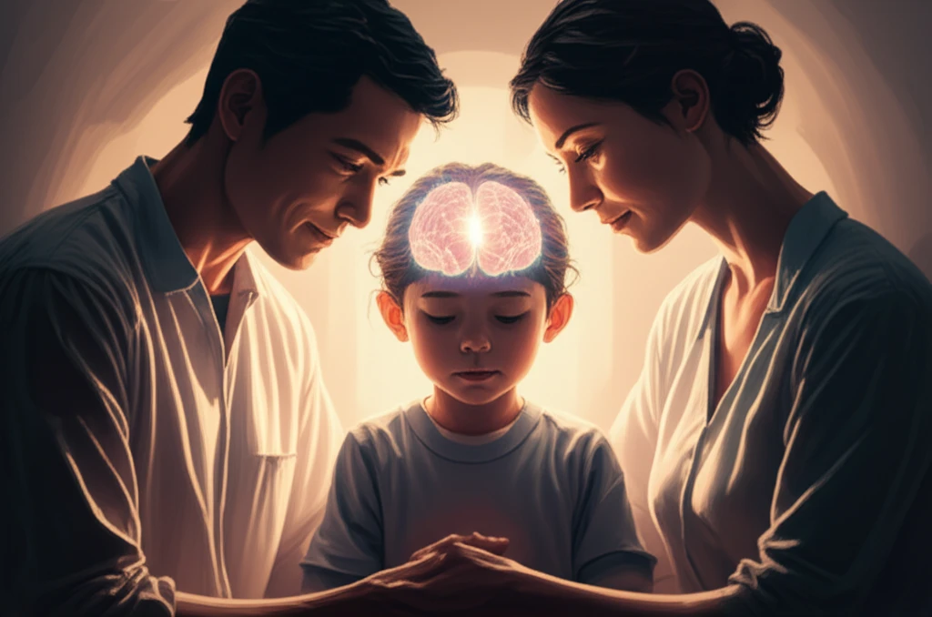 Supportive family with child who has undergone epilepsy surgery.