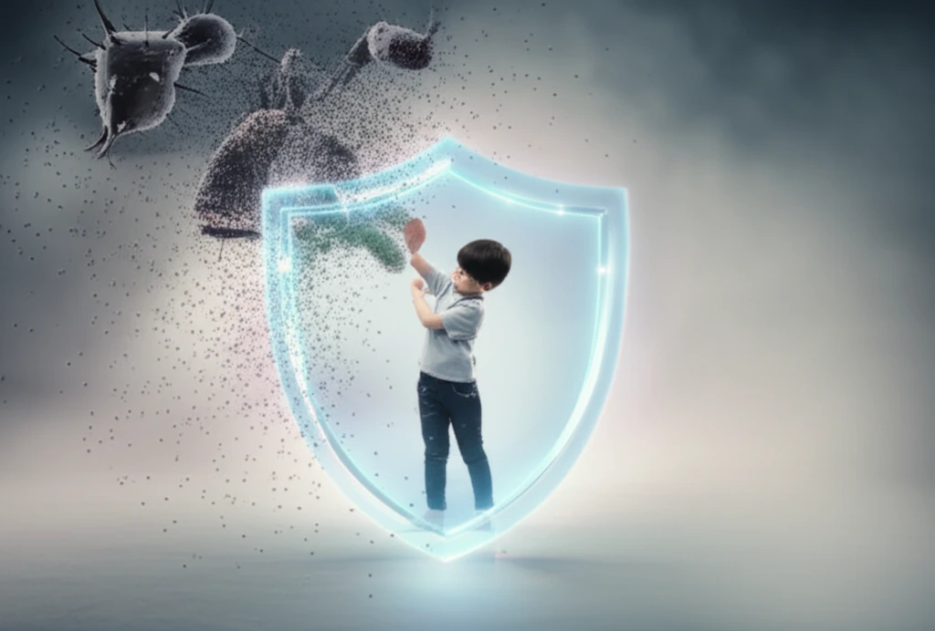 A child protected from Hib meningitis by vaccination.