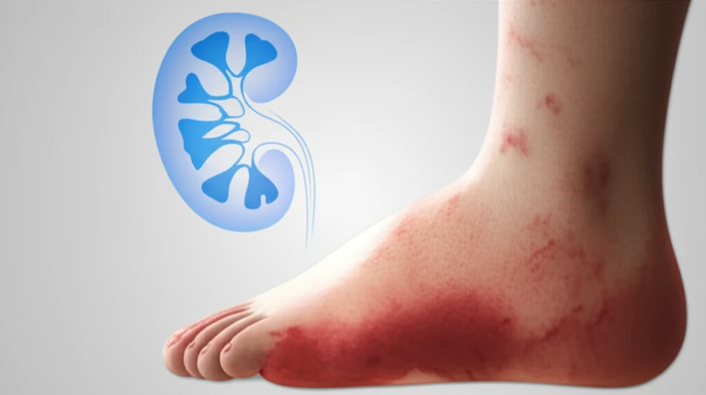 Illustration of erysipelas with symbolic kidney overlay