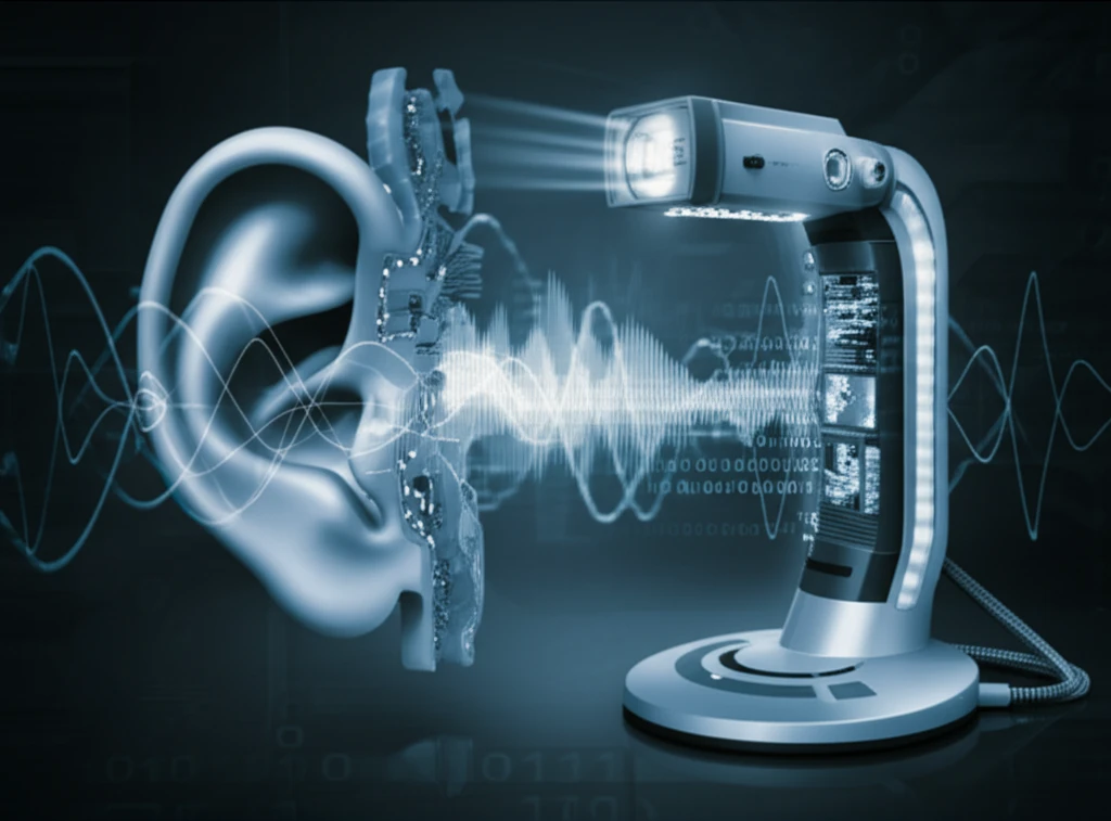 Advanced ear scan technology visualizing sound waves.