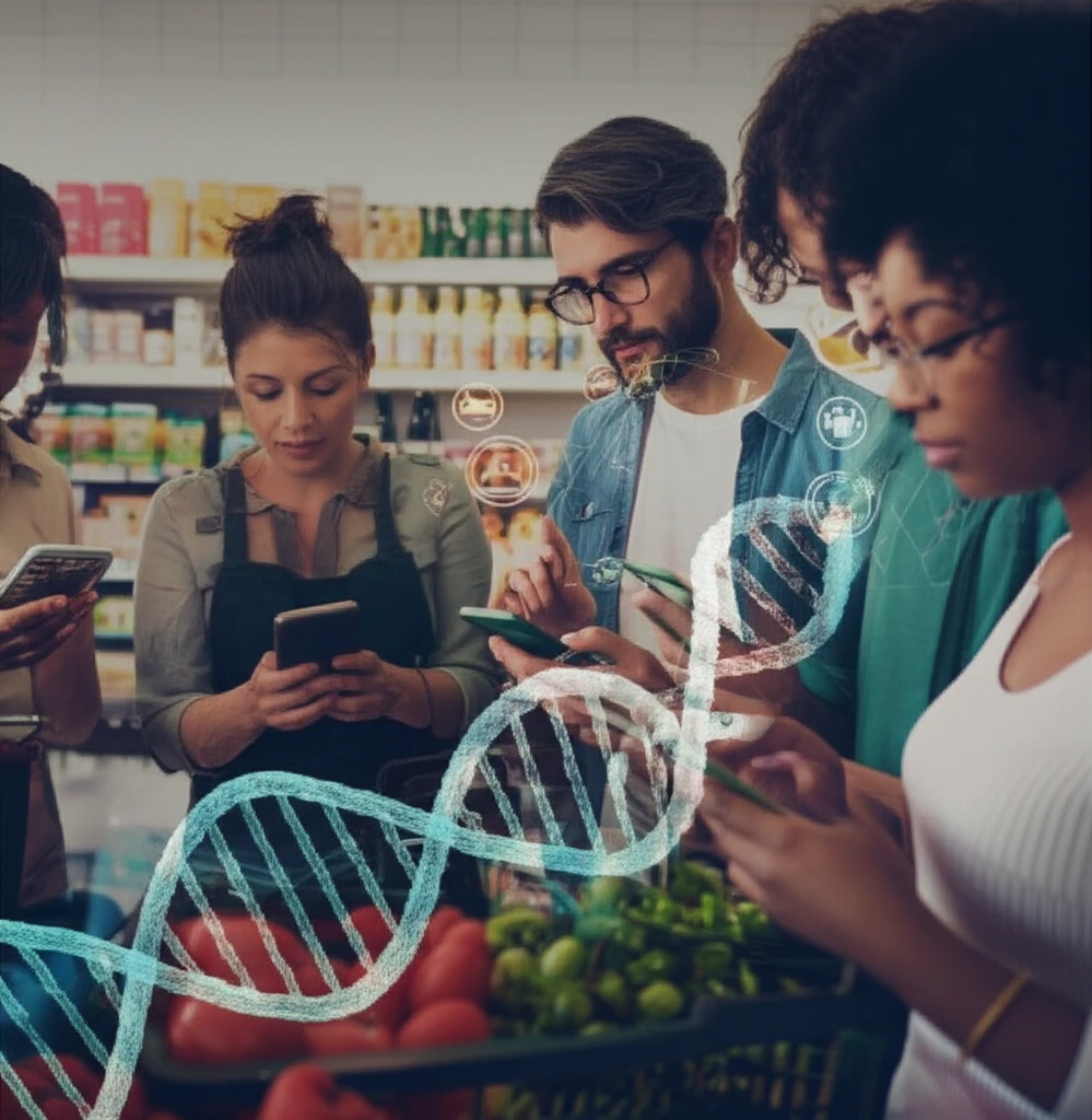 Citizen scientists collecting data in a grocery store.