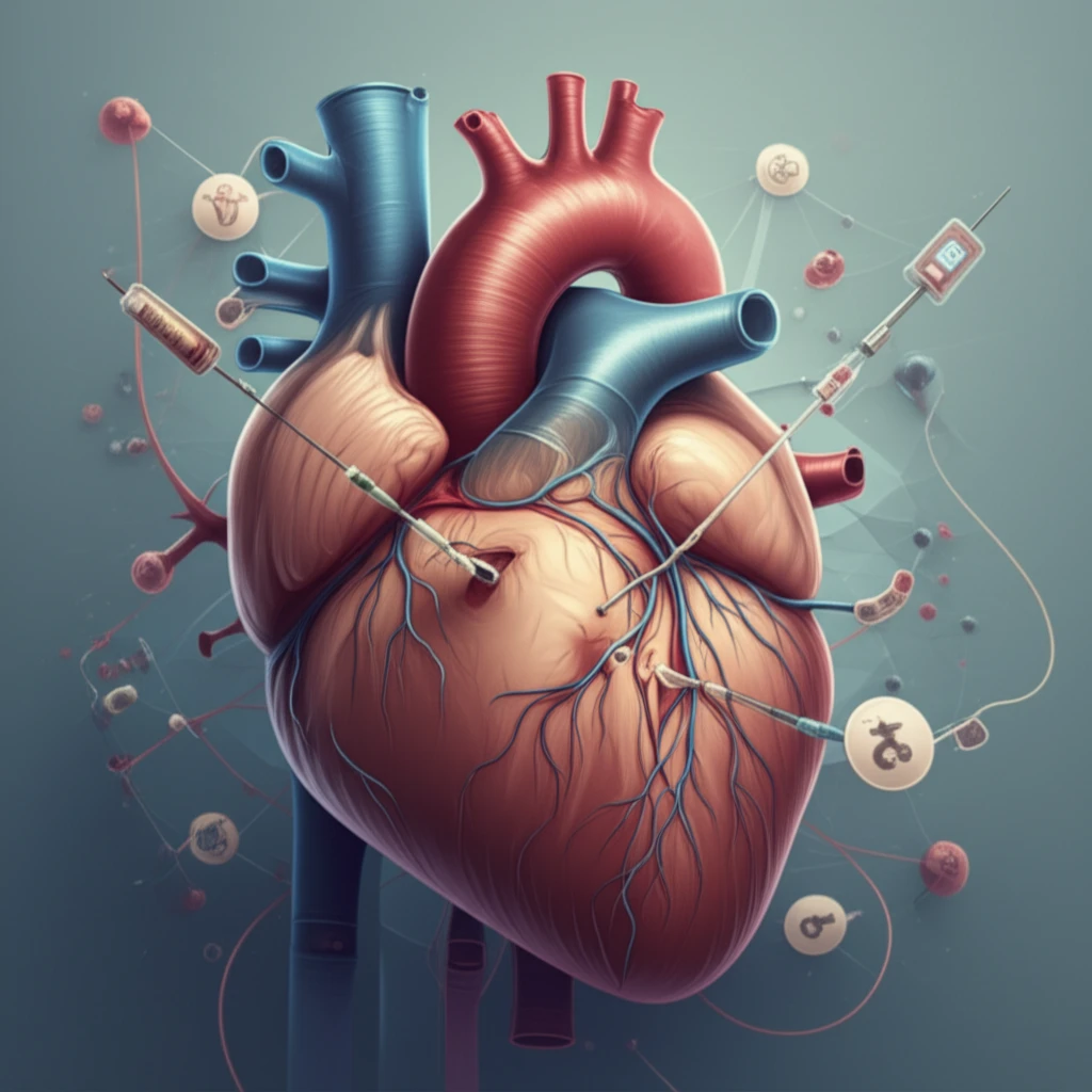 Symbolic image of a heart intertwined with intravenous needles, representing infective endocarditis and addiction.